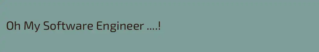 Oh My Software Engineer ....!